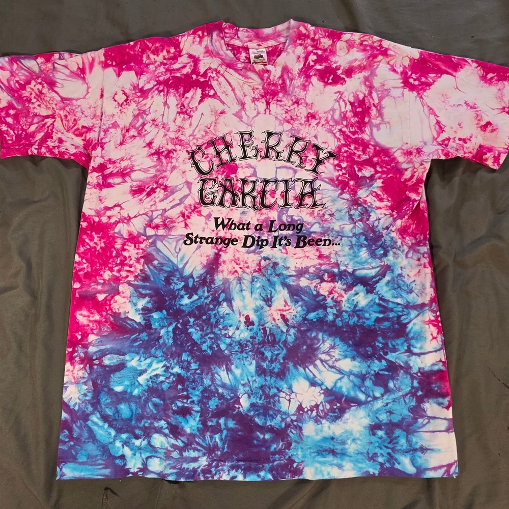 Vtg 90s Ben & Jerrys Cherry Garcia Tie Dye T-Shirt XL Deadstock Grateful Dead